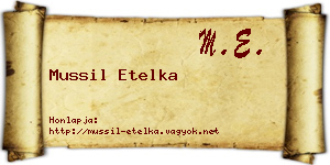 Mussil Etelka névjegykártya